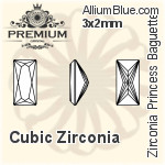 プレミアム Zirconia Princess Baguette (PM9547) 4x2mm - キュービックジルコニア