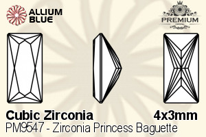 プレミアム Zirconia Princess Baguette (PM9547) 4x3mm - キュービックジルコニア