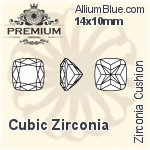 プレミアム Zirconia Cushion (PM9658) 18x13mm - キュービックジルコニア