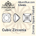 プレミアム Zirconia Square Radiant (PM9675) 4mm - キュービックジルコニア