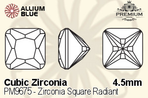 プレミアム Zirconia Square Radiant (PM9675) 4.5mm - キュービックジルコニア