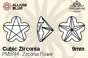 プレミアム Zirconia Flower (PM9744) 9mm - キュービックジルコニア