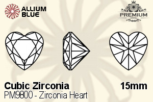 プレミアム Zirconia Heart (PM9800) 15mm - キュービックジルコニア