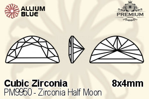 プレミアム Zirconia Half Moon (PM9950) 8x4mm - キュービックジルコニア