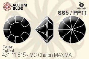 Preciosa プレシオサ MC マシーンカットチャトン MAXIMA マキシマ (431 11 615) SS5 / PP11 - カラー 裏面Dura™フォイル