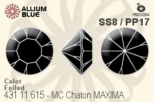 Preciosa プレシオサ MC マシーンカットチャトン MAXIMA マキシマ (431 11 615) SS8 / PP17 - カラー 裏面Dura™フォイル