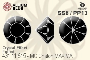 Preciosa プレシオサ MC マシーンカットチャトン MAXIMA マキシマ (431 11 615) SS6 / PP13 - クリスタル エフェクト 裏面Dura™フォイル