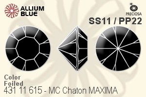 Preciosa プレシオサ MC マシーンカットチャトン MAXIMA マキシマ (431 11 615) SS11 / PP22 - カラー 裏面Dura™フォイル