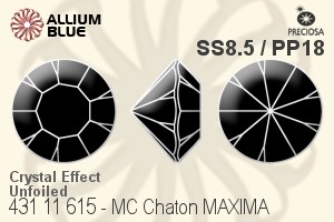 Preciosa プレシオサ MC マシーンカットチャトン MAXIMA マキシマ (431 11 615) SS8.5 / PP18 - クリスタル エフェクト 裏面にホイル無し