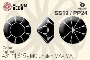 Preciosa プレシオサ MC マシーンカットチャトン MAXIMA マキシマ (431 11 615) SS12 / PP24 - カラー 裏面Dura™フォイル