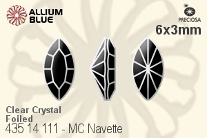 Preciosa プレシオサ MC マシーンカットNavette ファンシーストーン (435 14 111) 6x3mm - クリスタル 裏面Dura™フォイル