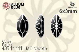 Preciosa プレシオサ MC マシーンカットNavette ファンシーストーン (435 14 111) 6x3mm - カラー 裏面Dura™フォイル