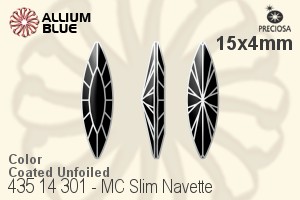 Preciosa プレシオサ MC マシーンカットSlim Navette ファンシーストーン (435 14 301) 15x4mm - カラー（コーティング） 裏面にホイル無し