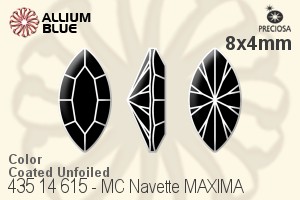 Preciosa プレシオサ MC マシーンカットNavette MAXIMA マキシマ ファンシーストーン (435 14 615) 8x4mm - カラー（コーティング） 裏面にホイル無し