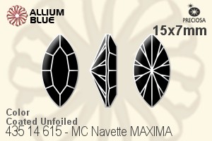 Preciosa プレシオサ MC マシーンカットNavette MAXIMA マキシマ ファンシーストーン (435 14 615) 15x7mm - カラー（コーティング） 裏面にホイル無し