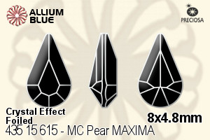 Preciosa プレシオサ MC マシーンカットPear MAXIMA マキシマ ファンシーストーン (435 15 615) 8x4.8mm - クリスタル エフェクト 裏面Dura™フォイル