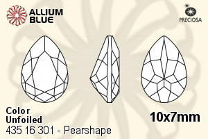 Preciosa プレシオサ MC マシーンカットPearshape 301 ファンシーストーン (435 16 301) 10x7mm - カラー 裏面にホイル無し