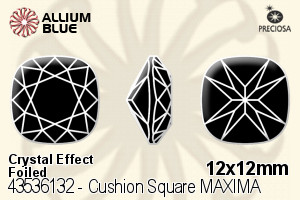 Preciosa プレシオサ Cushion Square MAXIMA マキシマ ファンシーストーン (435 36 132) 12x12mm - クリスタル エフェクト 裏面Dura™フォイル