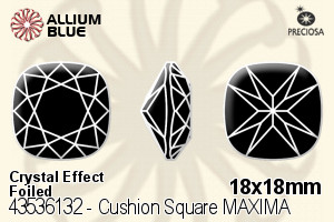 Preciosa プレシオサ Cushion Square MAXIMA マキシマ ファンシーストーン (435 36 132) 18x18mm - クリスタル エフェクト 裏面Dura™フォイル