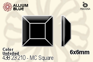 Preciosa プレシオサ MC マシーンカットSquare ラインストーン (438 23 210) 6x6mm - カラー 裏面にホイル無し