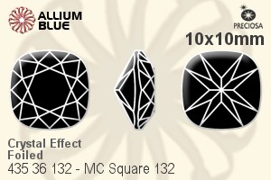 Preciosa プレシオサ Cushion Square MAXIMA マキシマ ファンシーストーン (435 36 132) 10x10mm - クリスタル エフェクト 裏面Dura™フォイル