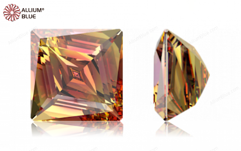 SWAROVSKI GEMS Cubic Zirconia Square Bizquare Red-Orangy Yell.(VB) 7.00MM normal +/- FQ 0.035