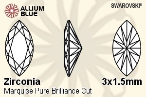 スワロフスキー Zirconia Marquise Pure Brilliance カット (SGMDPBC) 3x1.5mm - Zirconia