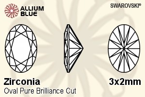 スワロフスキー Zirconia Oval Pure Brilliance カット (SGODPBC) 3x2mm - Zirconia