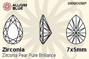 スワロフスキー Zirconia Pear Pure Brilliance カット (SGPDPBC) 7x5mm - Zirconia