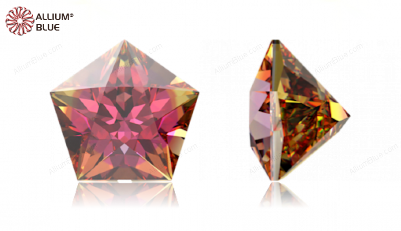 SWAROVSKI GEMS Cubic Zirconia Pentagon Star Red-Orangy Yell.(VB) 5.00x5.00MM normal +/- FQ 0.080