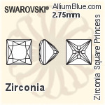 スワロフスキー Zirconia Square Princess Pure Brilliance カット (SGSPPBC) 5mm - Zirconia