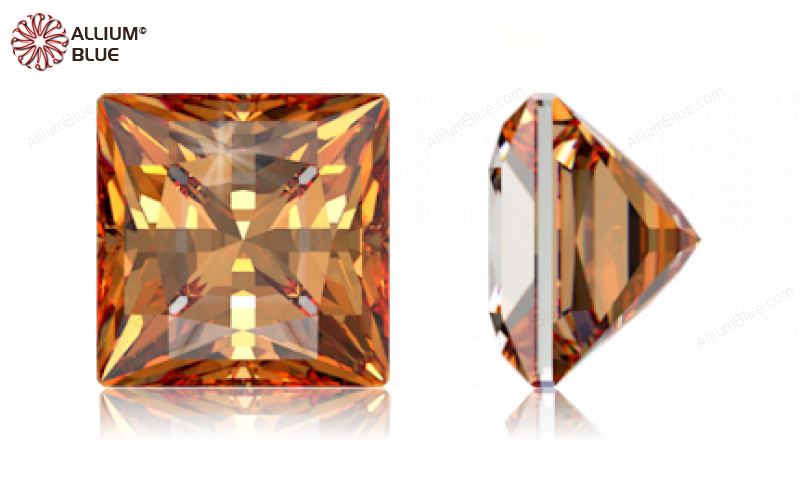 SWAROVSKI GEMS Cubic Zirconia Square Princess PB Amber 2.50MM normal +/- FQ 0.200