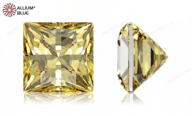 SWAROVSKI GEMS Cubic Zirconia Square Princess PB Yellow Lemon 7.00MM normal +/- FQ 0.035