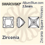 スワロフスキー Zirconia Square Princess Pure Brilliance カット (SGSPPBC) 2mm - Zirconia