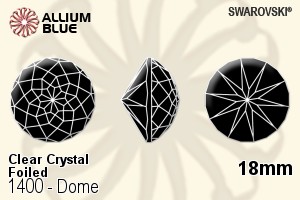 スワロフスキー Dome (1400) 18mm - クリスタル 裏面プラチナフォイル