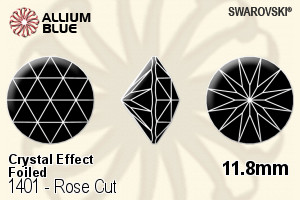 スワロフスキー Rose カット (1401) 11.8mm - クリスタル エフェクト 裏面プラチナフォイル