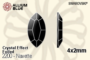 スワロフスキー Navette ラインストーン (2200) 4x2mm - クリスタル エフェクト 裏面プラチナフォイル