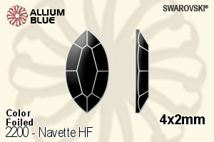 スワロフスキー Navette ラインストーン ホットフィックス (2200) 4x2mm - カラー 裏面アルミニウムフォイル