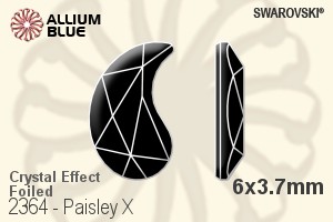 スワロフスキー Paisley X ラインストーン (2364) 6x3.7mm - クリスタル エフェクト 裏面プラチナフォイル