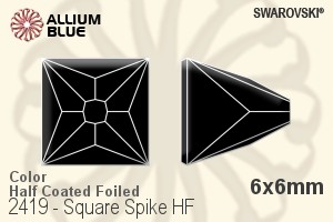 スワロフスキー Square Spike ラインストーン ホットフィックス (2419) 6x6mm - カラー（ハーフ　コーティング） 裏面アルミニウムフォイル