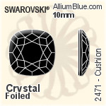 スワロフスキー Cushion ラインストーン (2471) 10mm - カラー（ハーフ　コーティング） 裏面プラチナフォイル