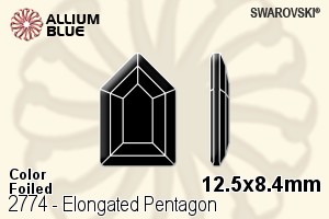 スワロフスキー Elongated Pentagon ラインストーン (2774) 12.5x8.4mm - カラー 裏面プラチナフォイル