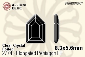 スワロフスキー Elongated Pentagon ラインストーン ホットフィックス (2774) 8.3x5.6mm - クリスタル 裏面アルミニウムフォイル