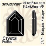 スワロフスキー Elongated Pentagon ラインストーン ホットフィックス (2774) 12.5x8.4mm - クリスタル エフェクト 裏面アルミニウムフォイル