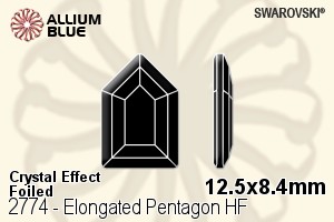 スワロフスキー Elongated Pentagon ラインストーン ホットフィックス (2774) 12.5x8.4mm - クリスタル エフェクト 裏面アルミニウムフォイル