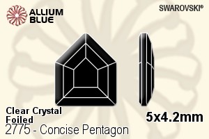 スワロフスキー Concise Pentagon ラインストーン (2775) 5x4.2mm - クリスタル 裏面プラチナフォイル