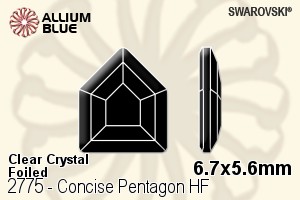 スワロフスキー Concise Pentagon ラインストーン ホットフィックス (2775) 6.7x5.6mm - クリスタル 裏面アルミニウムフォイル