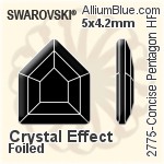 スワロフスキー Concise Pentagon ラインストーン ホットフィックス (2775) 5x4.2mm - クリスタル 裏面アルミニウムフォイル