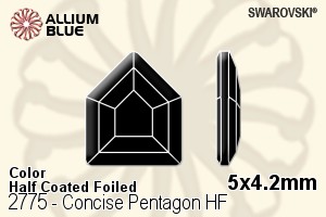 スワロフスキー Concise Pentagon ラインストーン ホットフィックス (2775) 5x4.2mm - カラー（ハーフ　コーティング） 裏面アルミニウムフォイル