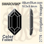 スワロフスキー Elongated Hexagon ラインストーン (2776) 16.5x8.4mm - クリスタル エフェクト 裏面プラチナフォイル